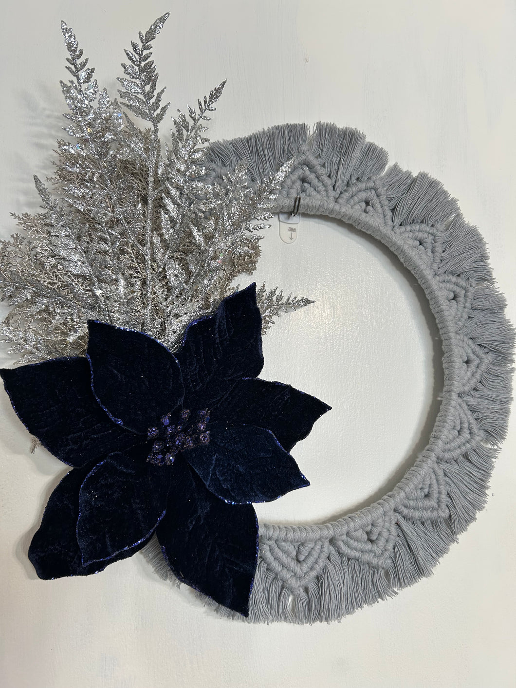 Blue Poinsettia Wreath