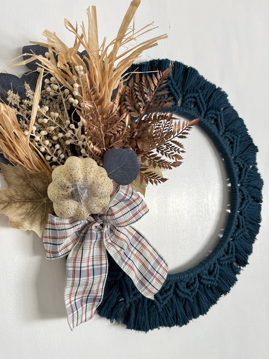 Blue Neutral Autumn Wreath