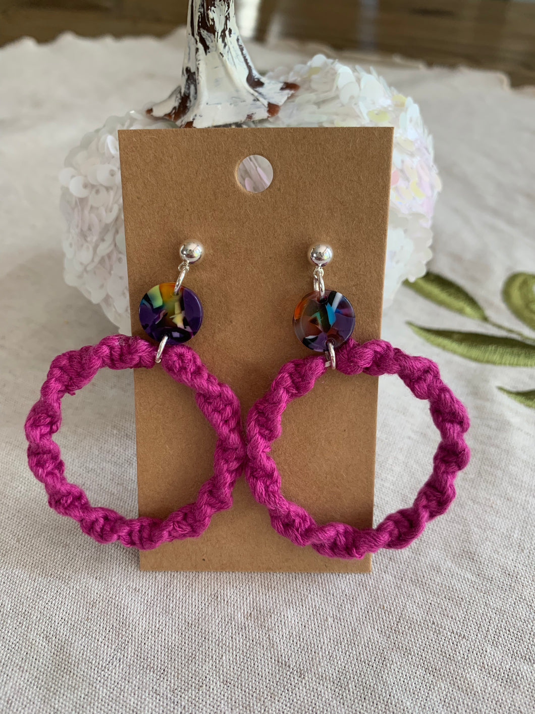 Multi Raspberry Twisted Hoop